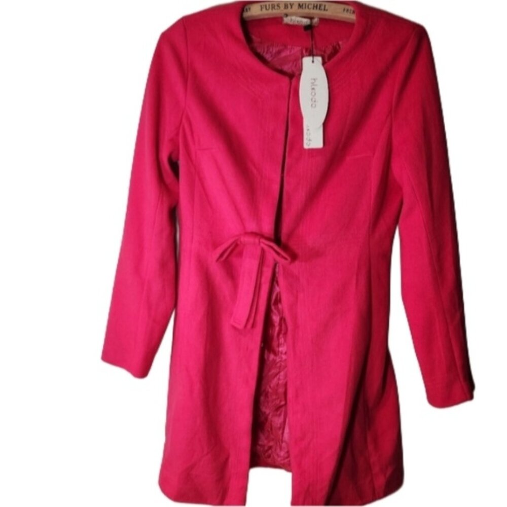 NWT Hot Pink Coat small or xsmall valentines bow sexy